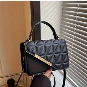 NWT! Black Small Fashionable PU Crossbody Handbag - Water-resistant.